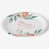 ピーチかわいらしクリームフローラ75th誕生日 ペーパープレート (アングル)