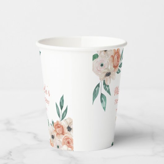 ピーチかわいらしクリームフローラ75th誕生日 紙コップ (左)
