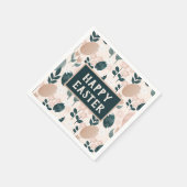 ピーチかわいらしグリーンボホボタニカルイースターエッグ スタンダードカクテルナプキン (角)