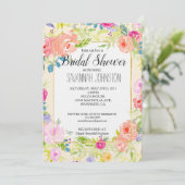 ピーチかわいらしピンクウォーターカラーフローラブライダルシャワー 招待状 (スタンド正面)