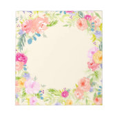 ピーチかわいらしピンクウォーターカラーフローラ ノートパッド (正面)