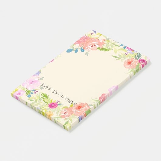 ピーチかわいらしピンクウォーターカラーフローラ ポストイット (アングル)