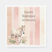 ピーチかわいらしピンククリーストライプム誕生日 スタンダードランチョンナプキン (正面)