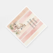 ピーチかわいらしピンククリーストライプム誕生日 スタンダードランチョンナプキン (角)