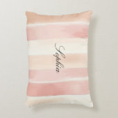 ピーチかわいらしピンククリーストライプム アクセントクッション (正面(垂直))