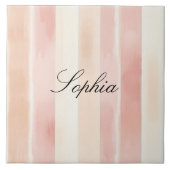 ピーチかわいらしピンククリーストライプム タイル (正面)