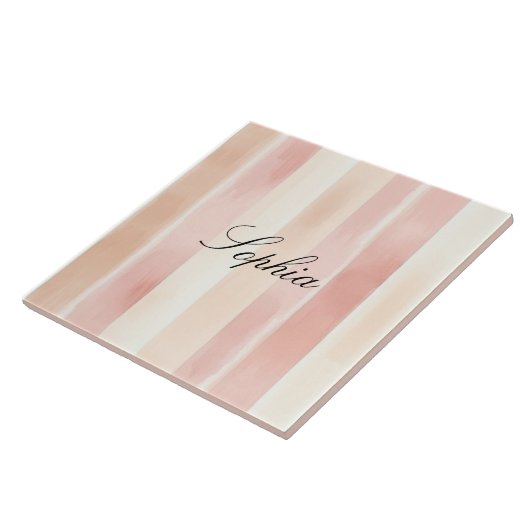 ピーチかわいらしピンククリーストライプム タイル (側面)