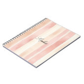 ピーチかわいらしピンククリーストライプム ノートブック (左側)