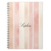 ピーチかわいらしピンククリーストライプム ノートブック (正面)