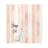 ピーチかわいらしピンククリームカストライプット ノートパッド (正面)