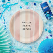 ピーチかわいらしピンククリームストライプブライダルシャワー ペーパープレート (パーティー)