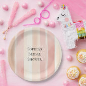ピーチかわいらしピンククリームストライプブライダルシャワー ペーパープレート (パーティー)