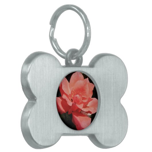 ピーチかわいらしピンクローズフローラ ペットネームタグ (正面左)