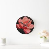 ピーチかわいらしピンクローズフローラ ラウンド壁時計 (ホーム)