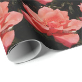 ピーチかわいらしピンクローズフローラ ラッピングペーパー (ロールコーナー)