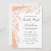 ピーチかわいらしフローラデザイン 招待状 (正面)