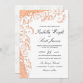 ピーチかわいらしフローラデザイン 招待状 (正面/裏面)
