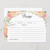 ピーチかわいらしフローラブライダルシャワーレシピカード (正面/裏面)