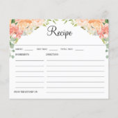 ピーチかわいらしフローラブライダルシャワーレシピカード (正面)