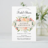 ピーチかわいらしフローラブライダルシャワー招待カード 招待状 (スタンド正面)