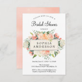 ピーチかわいらしフローラブライダルシャワー招待カード 招待状 (正面/裏面)