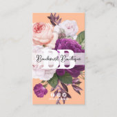 ピーチかわいらしヴィンテージバラフローラブティックQRコード 名刺 (正面)