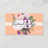 ピーチかわいらしヴィンテージバラフローラブティックQRコード 名刺 (正面)