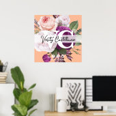 ピーチかわいらしヴィンテージフローラパーソナルビジネスカード ポスター (ホームオフィス)