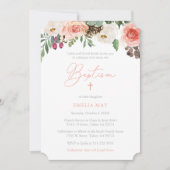 ピーチかわいらし秋ボタニカルガールバプテスマパーティー 招待状 (正面)