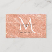ピーチきらめくグリッターバラ金ゴールドモノグラム 名刺 (正面)