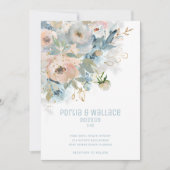 ピーチきらめく赤面&ダスティブルーズモダン結婚ズ 案内状 (正面)