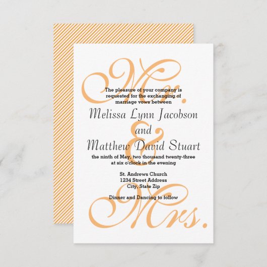 ピーチさん – 3x5結婚式招待状 招待状 (正面/裏面)