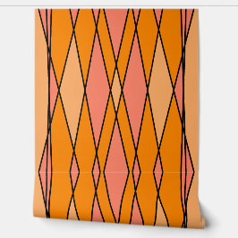 ピーチとオレンジの幾何学的抽象デザイン 壁紙