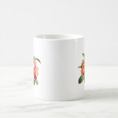 ピーチとクリムゾンのカトレアの蘭 コーヒーマグカップ (中央)