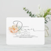 ピーチとクリームの花のスクリプト リハーサルディナー 招待状 (スタンド正面)