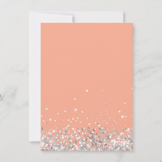 ピーチとシルバーのパーティーサンキューカード 招待状 (裏面)