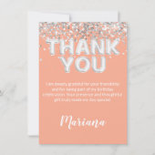 ピーチとシルバーのパーティーサンキューカード 招待状 (正面)