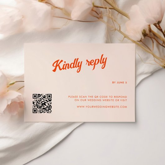 ピーチとタンジェリンのレトロな結婚式 出欠カード