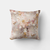ピーチとトープ抽象芸術フローラ クッション (正面)