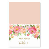 ピーチとピンクの牡丹結婚の護衛座席表 テーブルナンバー (正面)