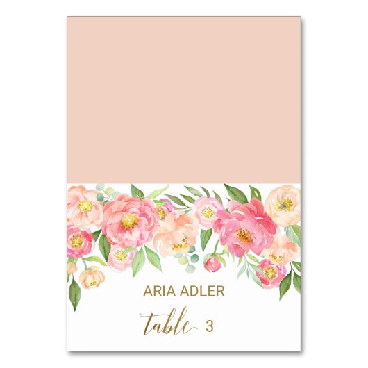 ピーチとピンクの牡丹結婚の護衛座席表 テーブルナンバー (正面)