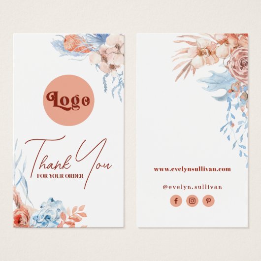 ピーチとブルーのトロピカルパッケージのインサート (正面&裏面)