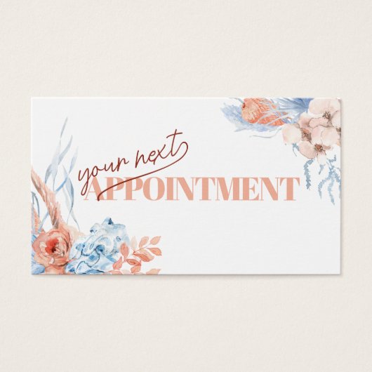 ピーチとブルーの熱帯アポイントメントカード (正面)