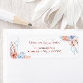 ピーチとブルーの熱帯差出人住所ラベル ラベル (インサイチュ)