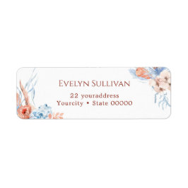 ピーチとブルーの熱帯差出人住所ラベル ラベル