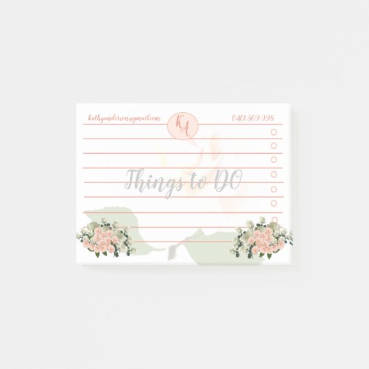 ピーチと白のバラDO Post-It Notes ポストイット (正面)