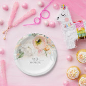 ピーチと赤面ピンク結婚フローラ ペーパープレート (パーティー)