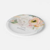 ピーチと赤面ピンク結婚フローラ ペーパープレート (アングル)