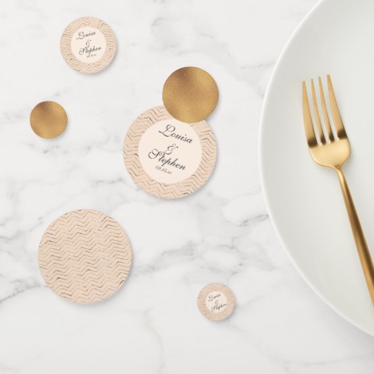 ピーチと金ゴールドのシェブロン コンフェッティ (グループ)