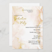 ピーチと金ゴールドオーソドックス2025年卒業 招待状 (正面/裏面)